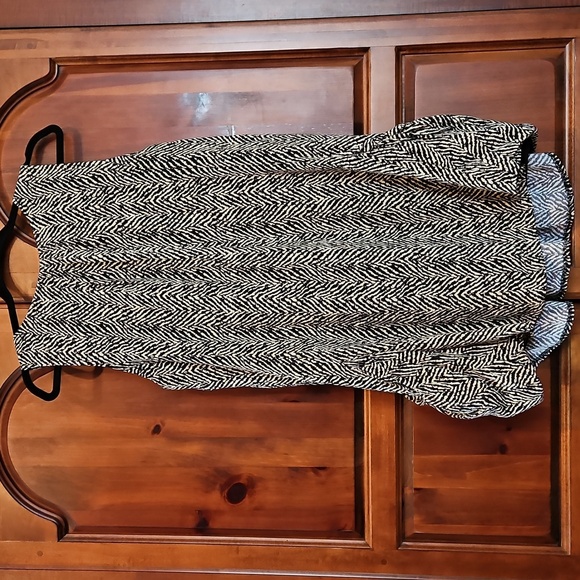 Papillon Black and Tan Patterned Bubble Dress With Pockets, Mini, Sz M - Picture 6 of 9